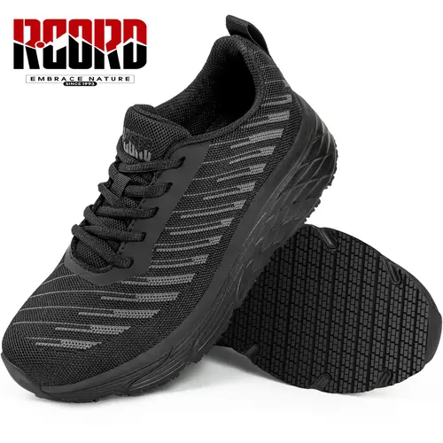 R CORD Women’s Work Shoes, Water-Resistant Kitchen Shoes with Slip-Resistant Outsole and Breathable Knit Upper for Chefs, Nurses and Food Service Workers