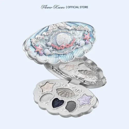 Flower Knows Shell's Jewel Collection 6-Color Makeup Palette - Pigmented Eyeshadow, Blush, Iridescent Shimmer, Matte Powder, Hydrating, Sparkly Makeup, Long-Lasting Cosmetic, Glitter Palette, #tiktokshopbacktoschool, #sohochic