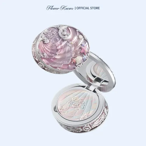 Flower Knows Shell's Jewel Collection Baked Setting Powder - Oil Control, Pore Blurring Facial Compact with Plant Antioxidant Boost, Gentle Makeup Products, Camellia Oil, Sodium Dehydroacetate, Blurring Skin Finish Powder, Cosmetic