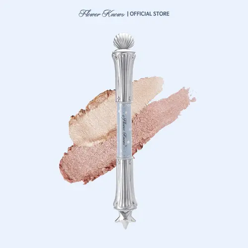 Flower Knows Shell's Jewel Collection Dual-Ended Creamy Gel Highlighter Stick - Longwear Beauty Product with Silver Radiant Shimmer, Buildable Glowup Face Illuminator, Makeup for TikTok Shop Back to School, Soho Chic