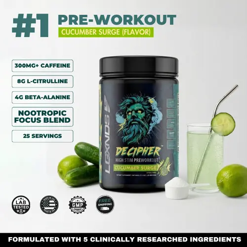 LGXNDS Decipher Pre-Workout | Energy Focus and Pump Support | AstraGin Infinergy enXtra ElevATP and Zynamite | Clinically Researched Performance Formula