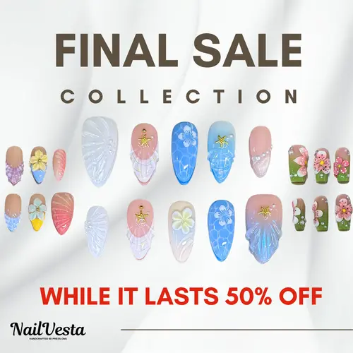 NailVesta Final Sale Collection – 100% Handcrafted 3D Press-On Nails | Reusable, Long-Lasting, Salon-Quality nail art