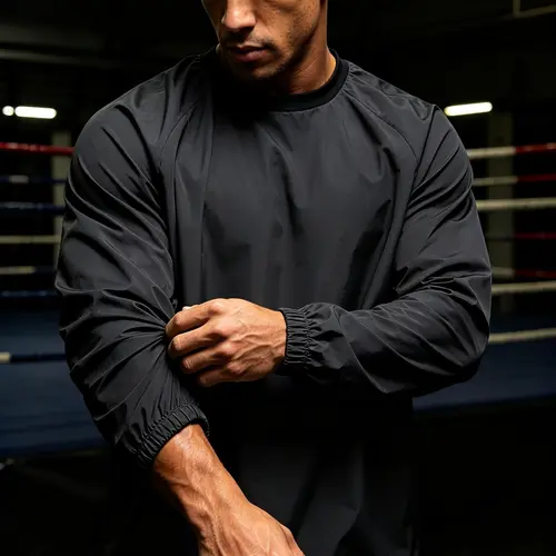 Men's Solid Sauna Top, Casual Loose Breathable Athletic Sweat Top for Gym Workout, Men's Sportswear Clothing for Indoor Outdoor Wearv, Workout Clothes