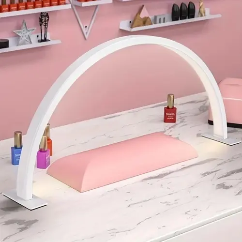 USB-Powered LED Nail Desk Lamp, Half-Moon Design with Button Control, Dimmable Lighting for Nail Art, Eyelash Extensions & Skin Care