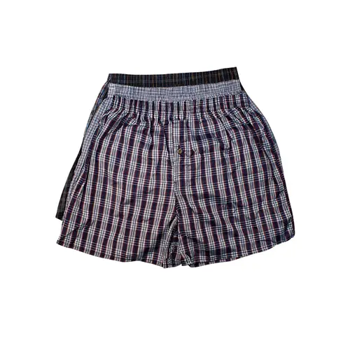 3 Pack Men's Cotton Blend Boxer Shorts Random Mixed Color Woven Relaxed Fit Boxers Breathable Underwear Button Fly Pouch Elastic Waist Menswear