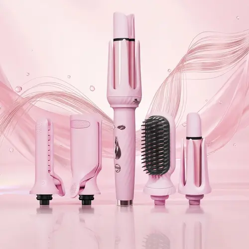 5-in-1 Automatic Hair Curler Set, Multifunctional Hair Styling Tools, Rotating Curling Iron with 25mm Wands, Hair Straightener, Hair Styler Set, Heated Curler