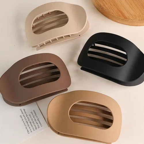 4pcs Women's Plain Solid Color Flat No-Crease Matte Acrylic Claw Clips, Strong-Hold Thick Hair-Friendly Minimalist Fashion Accessory for All Hair Types#SummerVibes, Hair Clip For All Hair Types