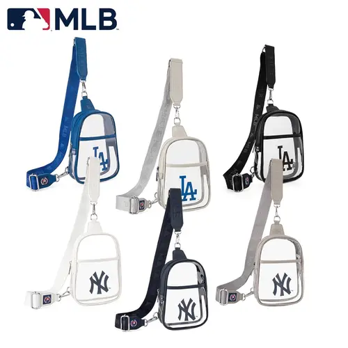 MLB Clear Sling Bag for Women&Men - Chic Hands Free Shoulder Bag for Game Day Essentials & Casual Fan Gear, Adjustable Crossbody Purses, Logo Embroidered, Unisex Multi-Compartment, 30-001