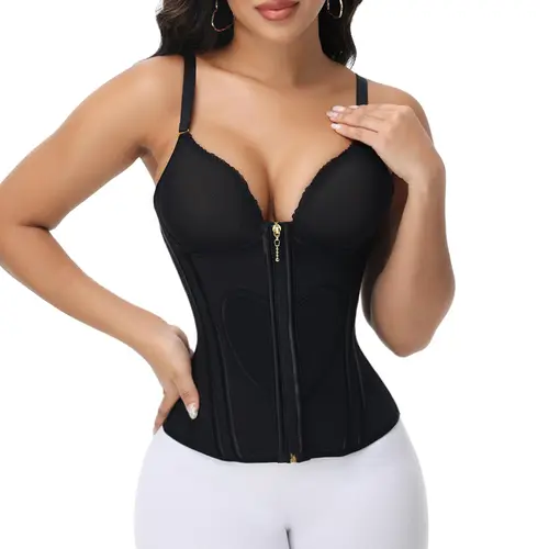 JOSHINE SHAPER  Women's Sexy Waist Training Corset with Heart Pattern, Small Cup Tummy Control, External Zipper, Breathable Fabric, Perfect for Gym & Daily Wear