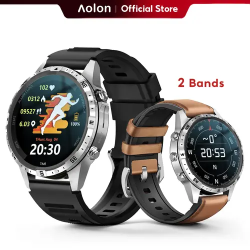 Aolon GT5 Pro Multifunctional Smartwatch - 1.6in HD Screen, Durable Stainless Steel Alloy Build with Silicone Accents, Magnetic Titanium Charging, GPS, Android-Compatible Devices, Fitness Tracking, Waterproof, Bluetooth Calling, Black Men's Gym Wearable,