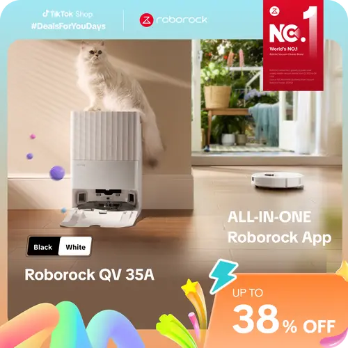 Roborock Qrevo Series Robot Vacuum and Mop (QV 35A), 8000Pa Suction, Anti-Tangle Brushes, Smart Obstacle Avoidance, Auto Mop Washing, All-in-One Dock, 200RPM Spinning Mops #TikTokShopBackToSchool #roborocknewarrives