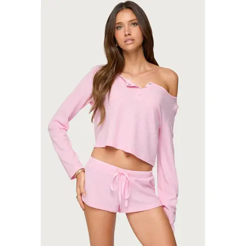 Teddy Cropped Waffle Top