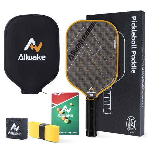 ALLWAKE USAPA Approved 3K Titanium Hybrid Carbon Fiber Pickleball Paddle Set, 16mm Honeycomb Core Paddles with Ergo Sweatproof Grip, 360° Edge Protector for Elite Control & Power