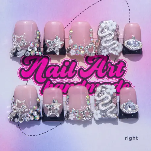 Delicate Thing Women's Y2K Style Handmade Wearable Press-On Decorative Nails Nail Art Decoration Set, Salon-Quality Nail Kit with XS–S–M–L Sizes, No-Glue-Needed Design, Perfect Gift for Women and Girls