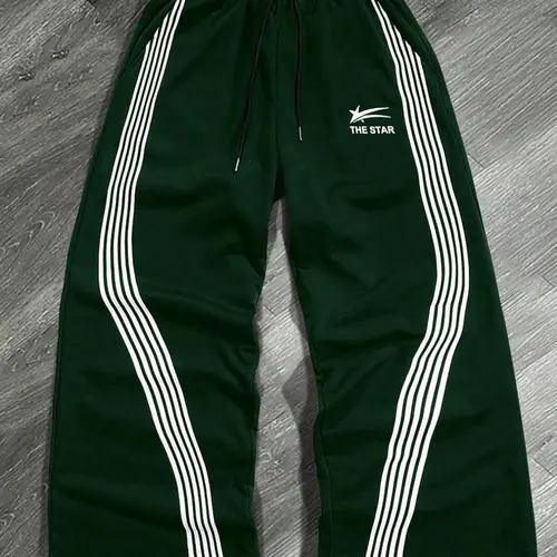 Men's Star Print Sweatpants with Drawstring Waist, Soft Regular-Fit Pants, Casual Athleisure Bottoms for Daily Wear, All Seasons, Graphic Print Sweatpants
