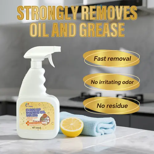 Liapu 500ml Multi-Purpose Scented Power-Dissolve Household Cleaning Supplies - Lemon Liquid Spray, Antibacterial Oil Stain Cleaner, Range Hood Grime Remover, Quick Even Coverage Interior Cleaners