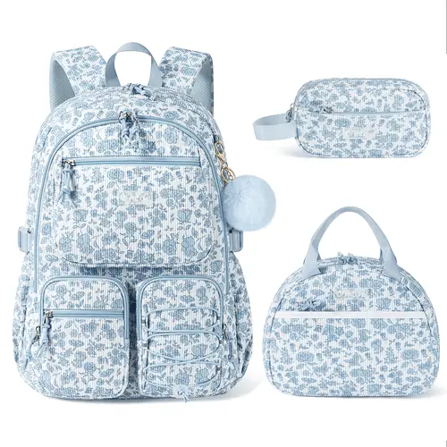 Fimibuke 3PCS Backpack for School,Waterproof Bookbag Set with Lunch Box & Pencil Case,school bag for Elementary Middle School,Back to School Gift,Birthday's Gift,back to school shopping,travel essentials