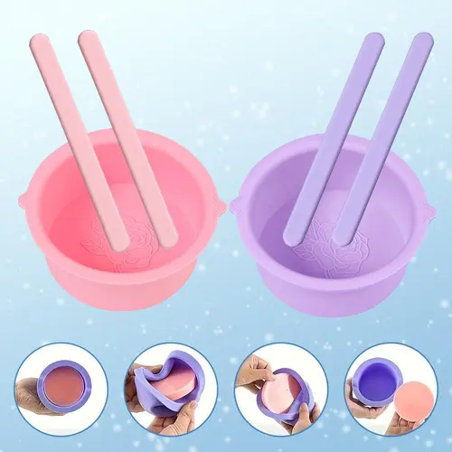 Silicone Bowl Set, 1 Count Wax Melting Pot with Silicone Stick, Hair Removal Wax Bowl, Non-stick Scraper, DIY Mask Scraper, Skincare
