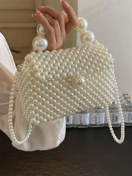 Women's Elegant Pearl Decorated Crossbody Bag, Fashionable Minimalist Shoulder Bag, Handbag Shoulder Purse for Daily Used, Casual Trendy Versatile High-quality Daily Commuting Bag