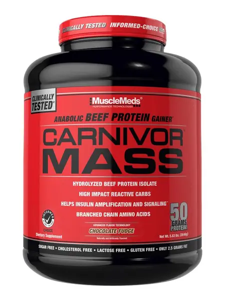 MuscleMeds CARNIVOR MASS, 50g High Calorie Beef Protein, 6lb