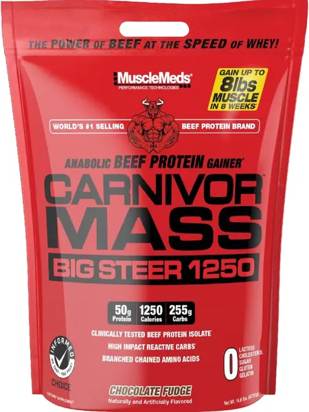 CARNIVOR MASS Big Steer, 50g High Calorie Beef Protein, 15lb