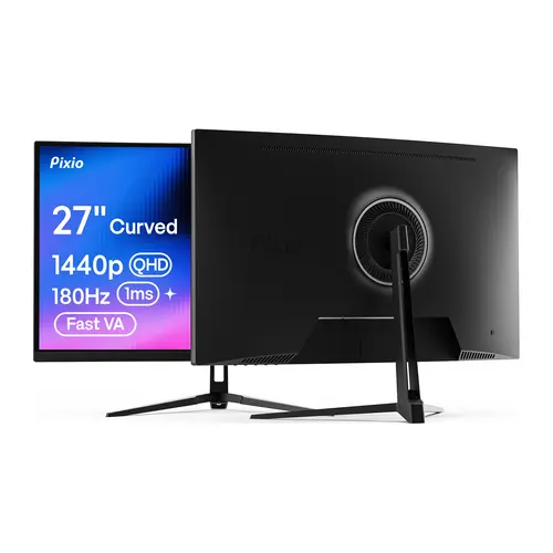 Pixio PXC278 Wave 27-in Curved Gaming Monitor, 180Hz QHD 1440p 1650R Fast VA Panel, 1ms GTG Response Time, Adaptive Sync (FreeSync), HDR, Bold Contrast, for PC/Laptop Games, Crisp Edges