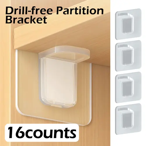 16-Count Self-Adhesive Shelf Support Pegs, Punch-Free Smooth Ceramic Transparent Wall Mount Shelf Hardware Accessories for Kitchen Cabinets, Bookcases