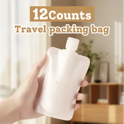 12 Counts Reusable Plastic Pouches, Squeeze Bulk Pouches, Clear Juice Drink Bags for Adults Travel Beverage,dorm essentials,home decor