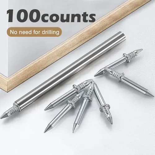 100 Double-Headed Carbon Steel Baseboard Nails - Corrosion-Resist, Easy to Use, Invisible Traceless Fixation, Seamless Install for Fixing Baseboards, Hanging Photos, Home Decoration Handcrafting