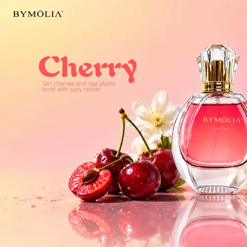 BYMOLIA Sweet Cherry Vanilla Eau de Parfum 50ml (1.7 fl oz) - Women's Long-Lasting Bold Fruity Spice Floral Vanilla Scents, Contains Alcohol, Natural, Biodegradable, Daily & Night Wear, Vegan Clean Cruelty-Free