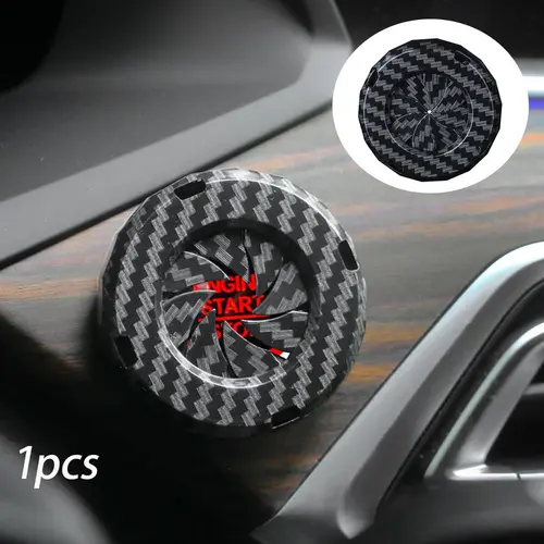 Car Engine Start Stop Button Cover, Carbon Fiber Pattern Car Engine Start Stop Decoration, Durable Car Interior Sticker, Car Interior Decorative, Automotive Decoration, Car Accessories, Car Decorations