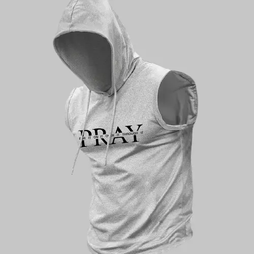 Men's Regular Fit Letter Print Hooded Tank Top, Casual Sleeveless Top for Summer, Fashion Men's Clothes for Daily Wear, Breathable Sleeveless Vest, Sleeveless Printed, Socks