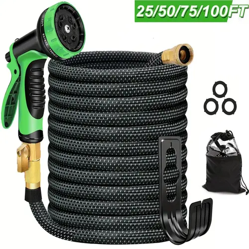 Summewins Collapsible Garden Watering Hose for Lawn & Yard Watering, Heavy-Duty Expandable Hose with Nozzle, 4-Layer Durable Latex Core, Extra Strong Connectors, Lightweight Flexible Design (25/50/75/100 Ft Multiple Lengths Options)