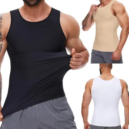 Men's Compression Tank Top Body Shaper Underwear - 1/2/3/4 Pack, Double Layer, Tummy Control, Sleeveless Plain Soft Mesh, Fitness Outfits, Chest Binders, Sporty Chic for Weddings, Dates, Sports Casual Use