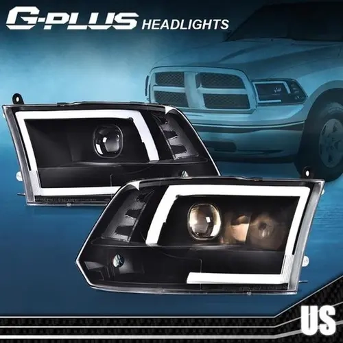 G-PLUS LED Headlight Assembly - 1Set of Black Housing Corner Headlight for 09-18 Ram 1500,2500,3500,11-18 Ram 1500, with LED DRL, Quad Lamps, Automotive Lamp Assemblies, Fits Non-Cladding Model Avalanches Only, Car Replacement Accessory,toolupgrade