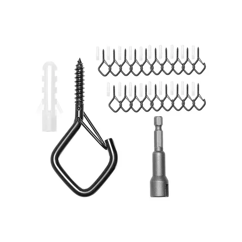 【toolupgrade】VEVOR Q-Hanger Locking Hooks, 20-Pieces Bulk Pack 2.17in Heavy Duty Outdoor Screw Hooks with Security Buckle for Hanging Garden Lights, Plants, Cups - Patio, Garden Decor