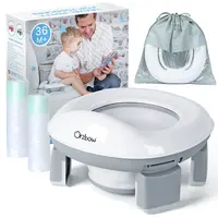 Orzbow Portable Potty Training Toilet for Boys and Girls with Storage Bag - Foldable Travel Potty Chair, Toddler Potty Seat for Indoor and Outdoor, Easy to Clean, Includes Free 40pcs Travel Bags, Gray,back to school