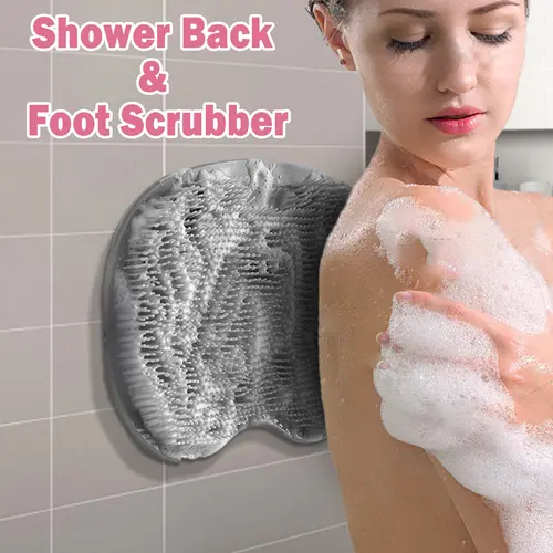 Wall-Mounted Non-Slip Shower Foot Scrubber Mat - Hanging Body Back Scrubber Brush, Cleansing Exfoliating Bath Pad for Selfcare (Men, Women)