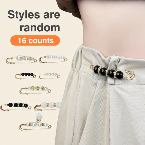 16 Counts Pearl Brooch, Fashionable Sweater Shawl Pearl Pin to Enhance Temperament, Suitable for Clothing Decoration Pant Waist Tightener Random Style