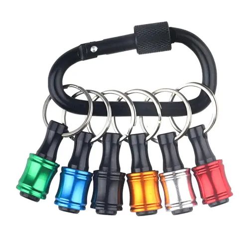 6 Pcs 1/4-Inch Hex Shank Quick Release Bit Holder Keychain Accessory with Buckle, Tool Holder for Nut Drivers, Screwdrivers & Drill Bits, Ideal for Roof Repair & Ladder-Related Tasks, Ladders, Keychains