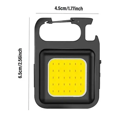 Mini LED Chain Flashlight, 2 PCS COB Portable Camping Light, USB Rechargeable Work Light with Keychain & Bottle Opener Function, Waterproof Camping Hand Light, Folding Work Light for Outdoor Camping, Emergency, Hiking, Auto Repair