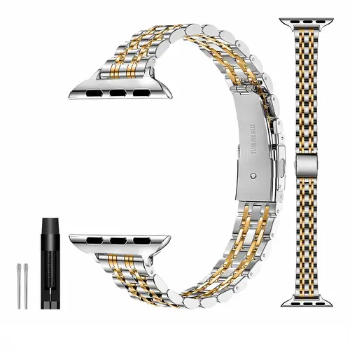 Fashionable Durable Stainless Steel Watch Band for Women (Band Only), Smart Watch Straps, Compatible with Apple Watch Series 9/8/7/6/5/4/3/2/1/SE/SE2, Smartwatch Accessory