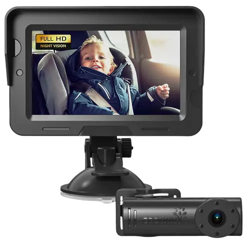 Grownsy Baby Car Camera, Baby Monitor, Baby Car Mirror 4.3'' HD 1080P Display with Night Vision Feature, Easy Install