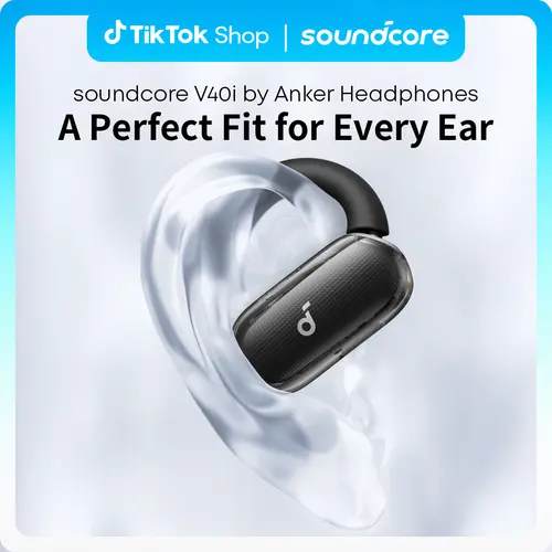 soundcore V40i by Anker, Open-Ear Headphones, Clear Design, Lidless Case, 4 Adjustable Positions for Every Ear Size, Richer Bass, IP55, 21H Playtime, AI Clear Calls, Bluetooth 5.4, App Control #tiktokshopsummersale,back to school,back to school haul