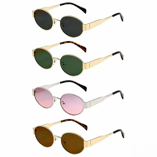 KIMOR Retro Oval Sunglasses for Women Men - Small Frame Vintage Designer Shades, Polycarbonate UV400 Protection Eyewear, Classic 90s Style