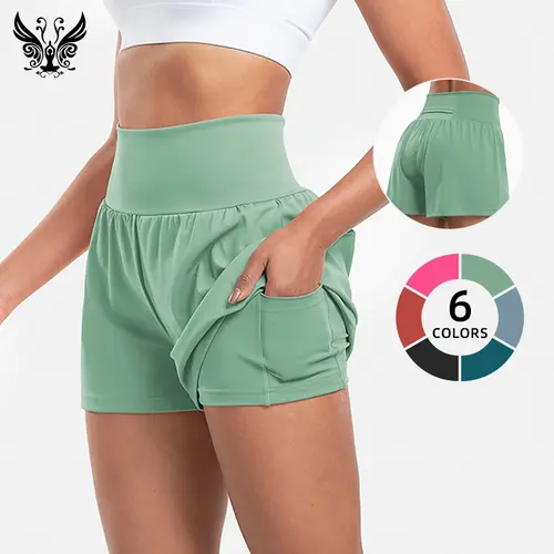 KAMB Women's High-Waisted Lined Athletic Activewear Shorts - Lightweight Compression, Tummy Control, Anti-Chafing, Built-in Liner, Side Pockets, Breathable Sportswear, 6 Colors, Sporty Chic for Gym, Running