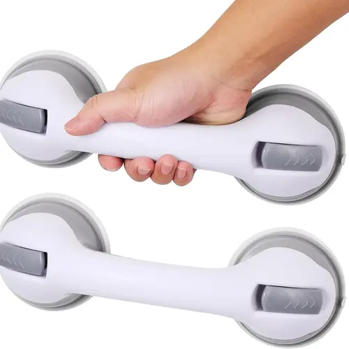 12 Inch Heavy Duty Suction Grab Bars for Bathtub - 2-Pack No Drilling Waterproof Shower Handles for Elderly Safety, Removable Bathroom Handrails Fits Tile/Glass/Plastic, Non-Slip Senior Support Modern White