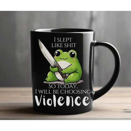 Kawaii rude trendy frog coffee mug, Ceramic black or white mug offensive gift for gen z millennials, Office mug sarcastic gag gift, 11 15 oz Funny Tumblers Drinkware, summervibes