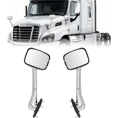 HECASA Pair Chrome Hood Mirror Compatible with 2008-2017 Freightliner Cascadia, Pair Hood Mirrors Cap, Kit Trucks Pickup Manual Hood Mirror, Driver Left and Passenger Side Pair, Silvery+Clear,car accessories