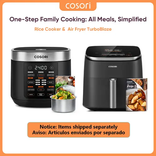 COSORI Multifunction Appliance Bundle: 18-in-1 Rice Cooker, 9-in-1 Electric Pressure Cooker & 9-Function TurboBlaze Programmable Fryer - 5 Speeds, Nontoxic, 95% Less Oil, Fast & Crispy Cooking, Easy to Clean, Included Recipes, Programmable Fryers tiktoksh